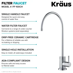 Outlet Bolden Commercial Style Pull-Down Kitchen Faucet and Purita Water Filter Faucet Combo in Chrome Single Hole|Water Filter Faucets