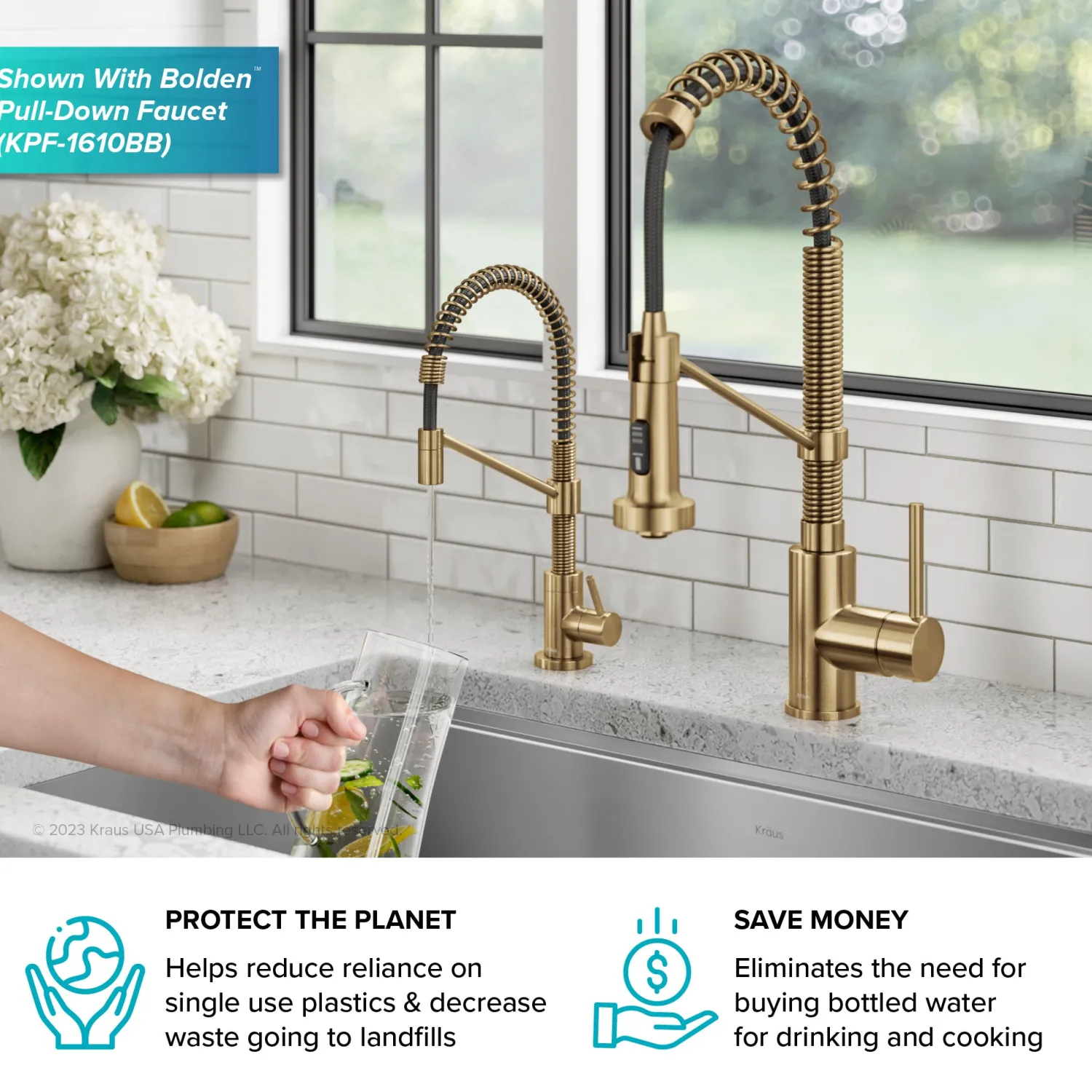 Clearance Bolden Drinking Water Filter Faucet in Brushed Brass Single Hole|Water Filter Faucets