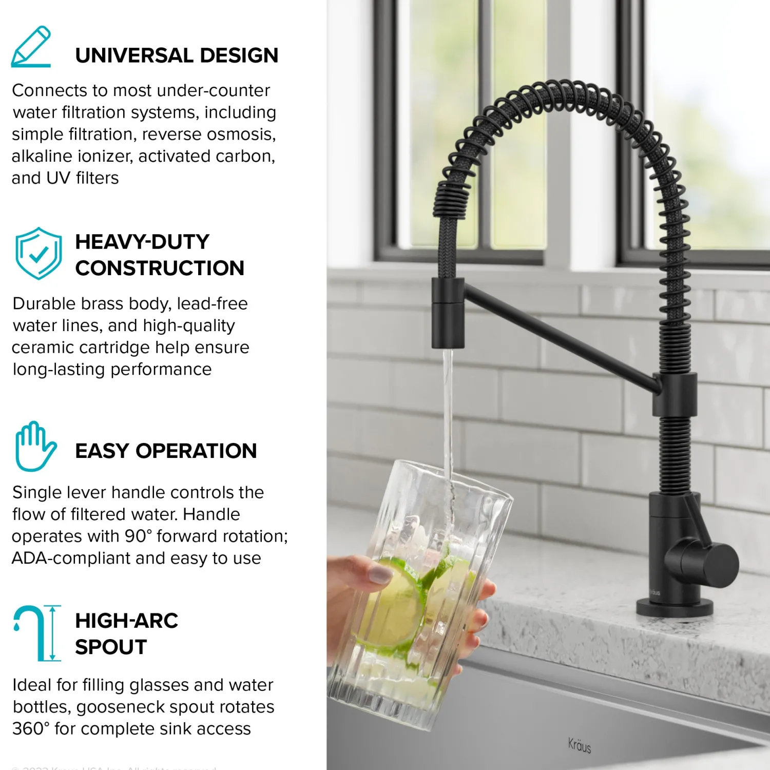 Clearance Bolden Drinking Water Filter Faucet in Matte Black Single Hole|Water Filter Faucets