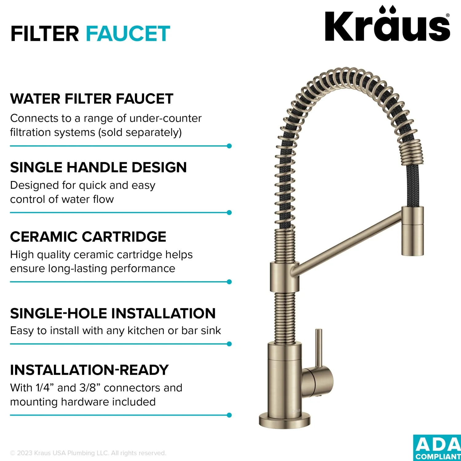 Bolden Drinking Water Filter Faucet in Spot-Free Antique Bronze Single Hole|Water Filter Faucets