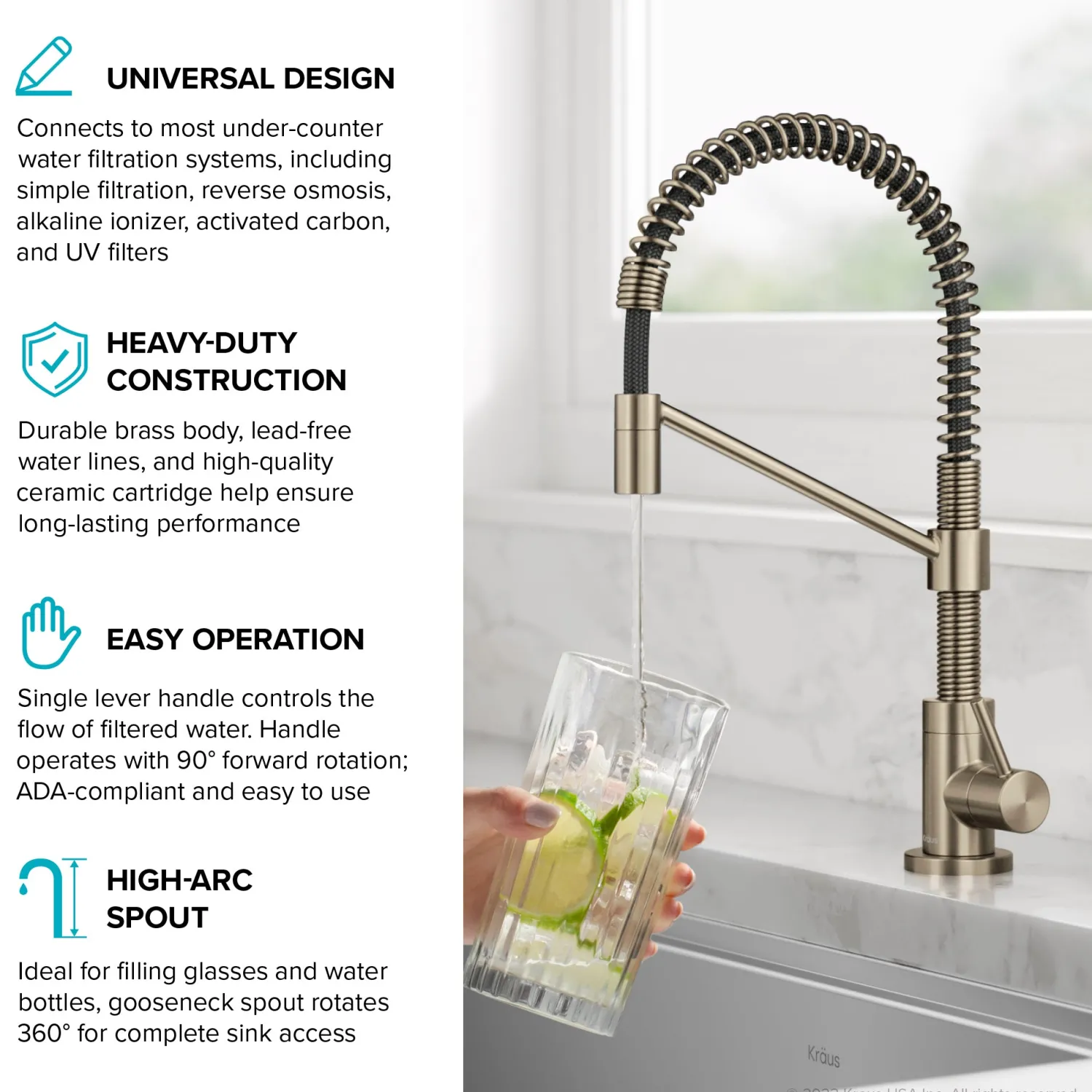 Bolden Drinking Water Filter Faucet in Spot-Free Antique Bronze Single Hole|Water Filter Faucets