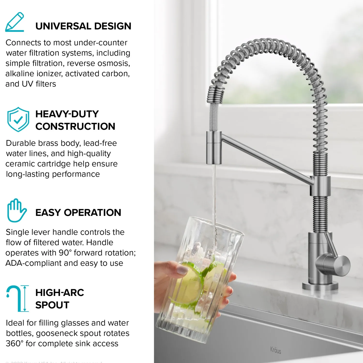 Bolden Drinking Water Filter Faucet in Spot-Free Stainless Single Hole|Water Filter Faucets