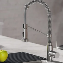 Best Bolden 18-Inch Commercial Kitchen Faucet with Pull-Down Sprayhead in Chrome Single Hole