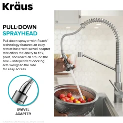 Best Bolden 18-Inch Commercial Kitchen Faucet with Pull-Down Sprayhead in Chrome Single Hole