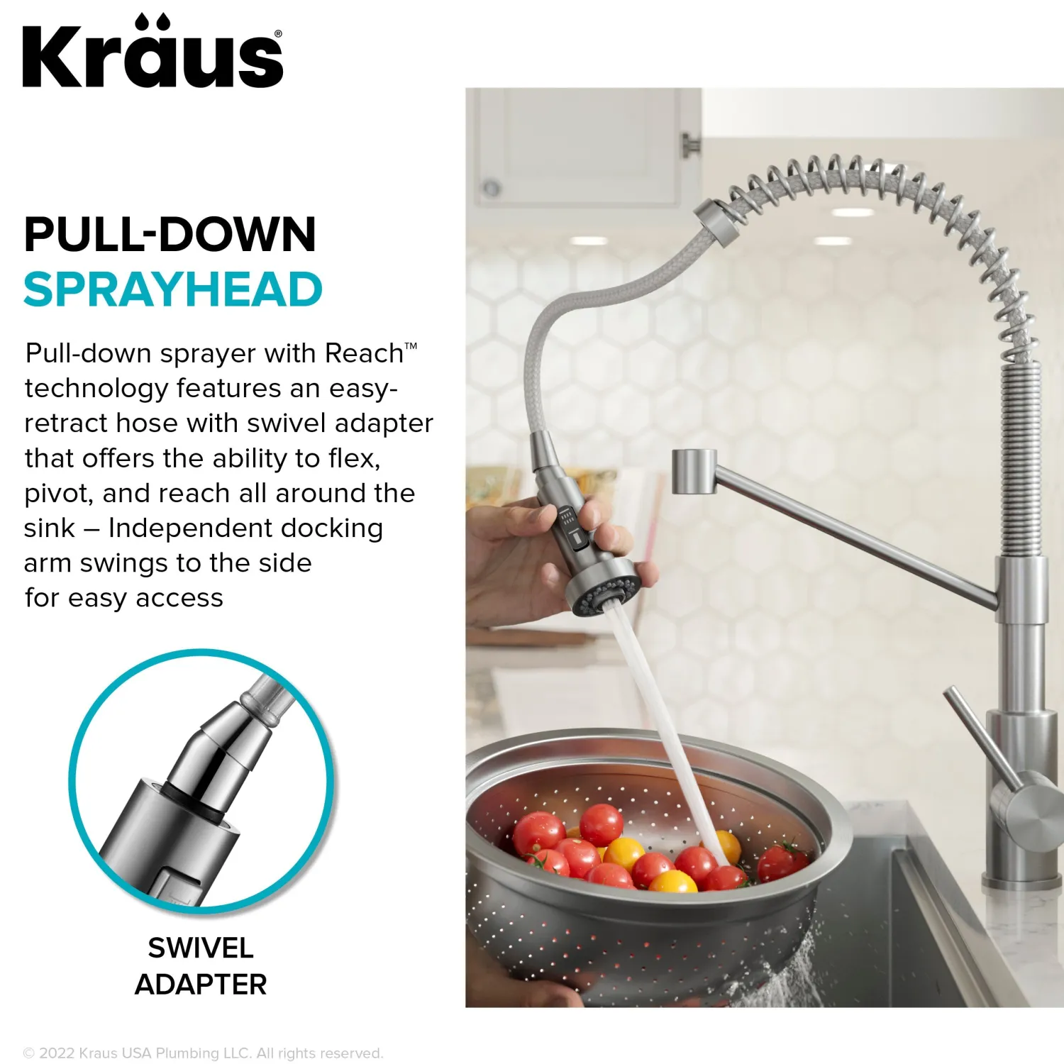 Best Bolden 18-Inch Commercial Kitchen Faucet with Pull-Down Sprayhead in Chrome Single Hole