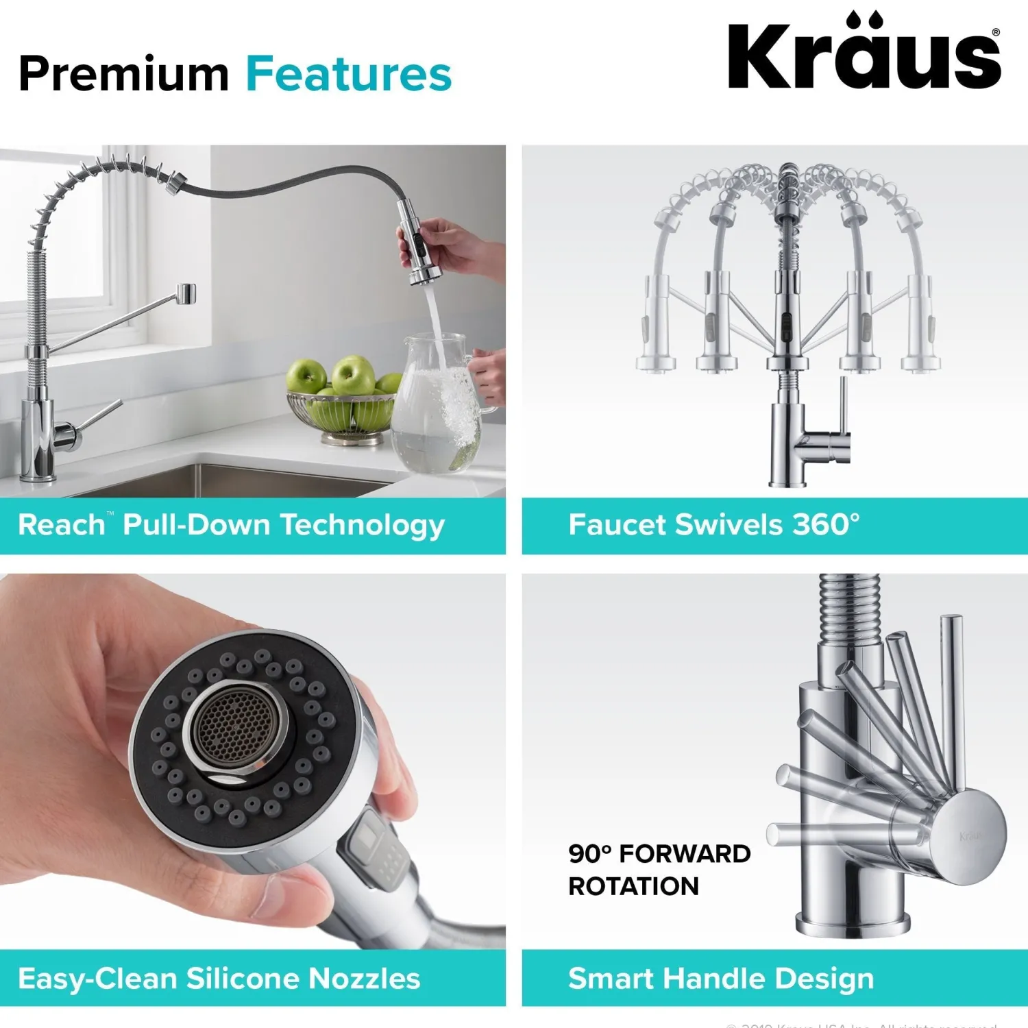 Best Bolden 18-Inch Commercial Kitchen Faucet with Pull-Down Sprayhead in Chrome Single Hole
