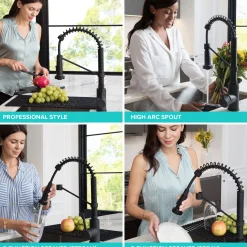 Clearance Bolden 18-Inch Commercial Kitchen Faucet with Pull-Down Sprayhead in Matte Black Single Hole