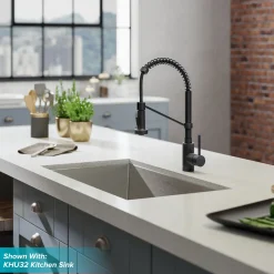 Clearance Bolden 18-Inch Commercial Kitchen Faucet with Pull-Down Sprayhead in Matte Black Single Hole