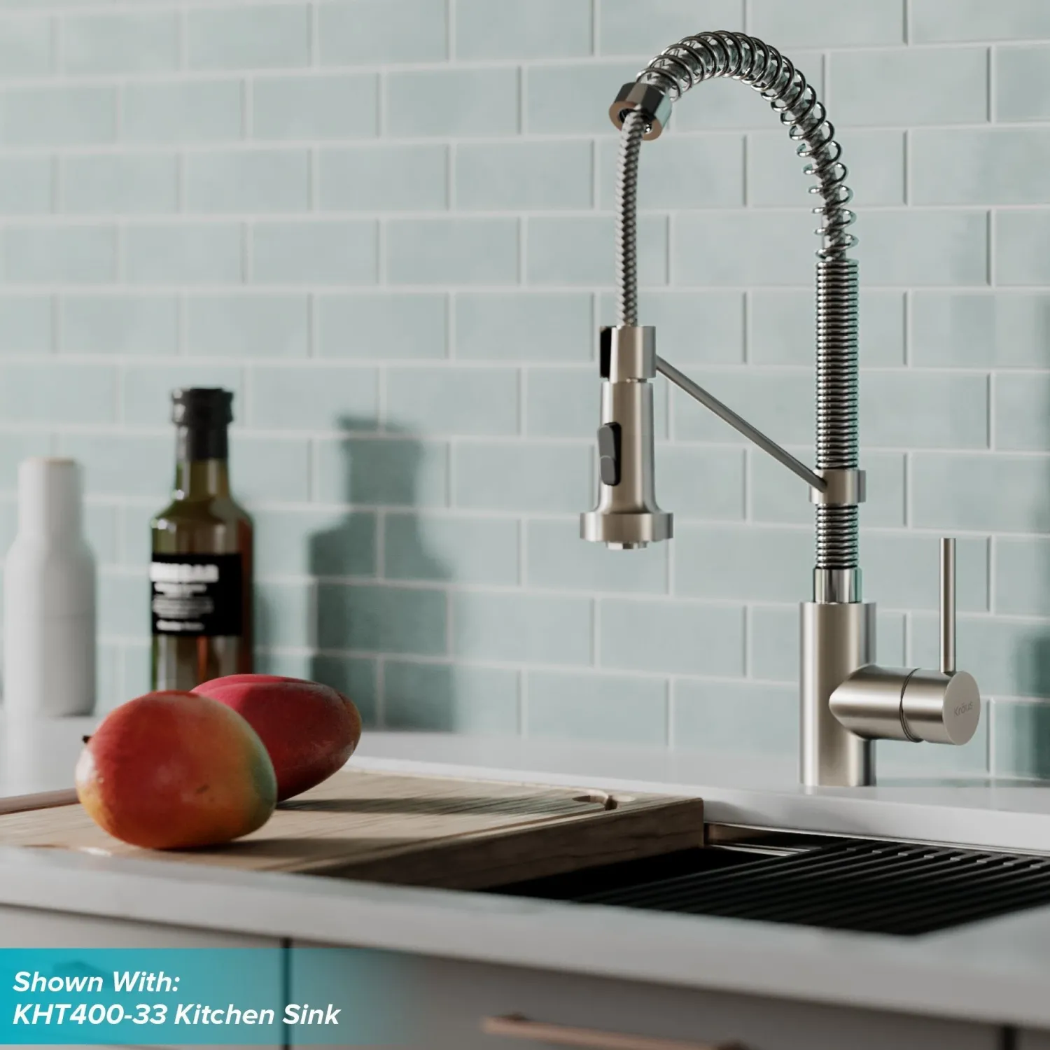 Clearance Bolden 18-Inch Commercial Kitchen Faucet with Pull-Down Sprayhead in Stainless Steel/Chrome Single Hole