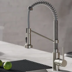 Clearance Bolden 18-Inch Commercial Kitchen Faucet with Pull-Down Sprayhead in Stainless Steel/Chrome Single Hole