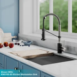 Best Bolden 18-Inch Commercial Kitchen Faucet with Pull-Down Sprayhead in Stainless Steel/Matte Black Single Hole