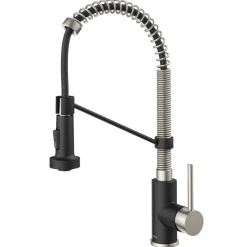 Best Bolden 18-Inch Commercial Kitchen Faucet with Pull-Down Sprayhead in Stainless Steel/Matte Black Single Hole