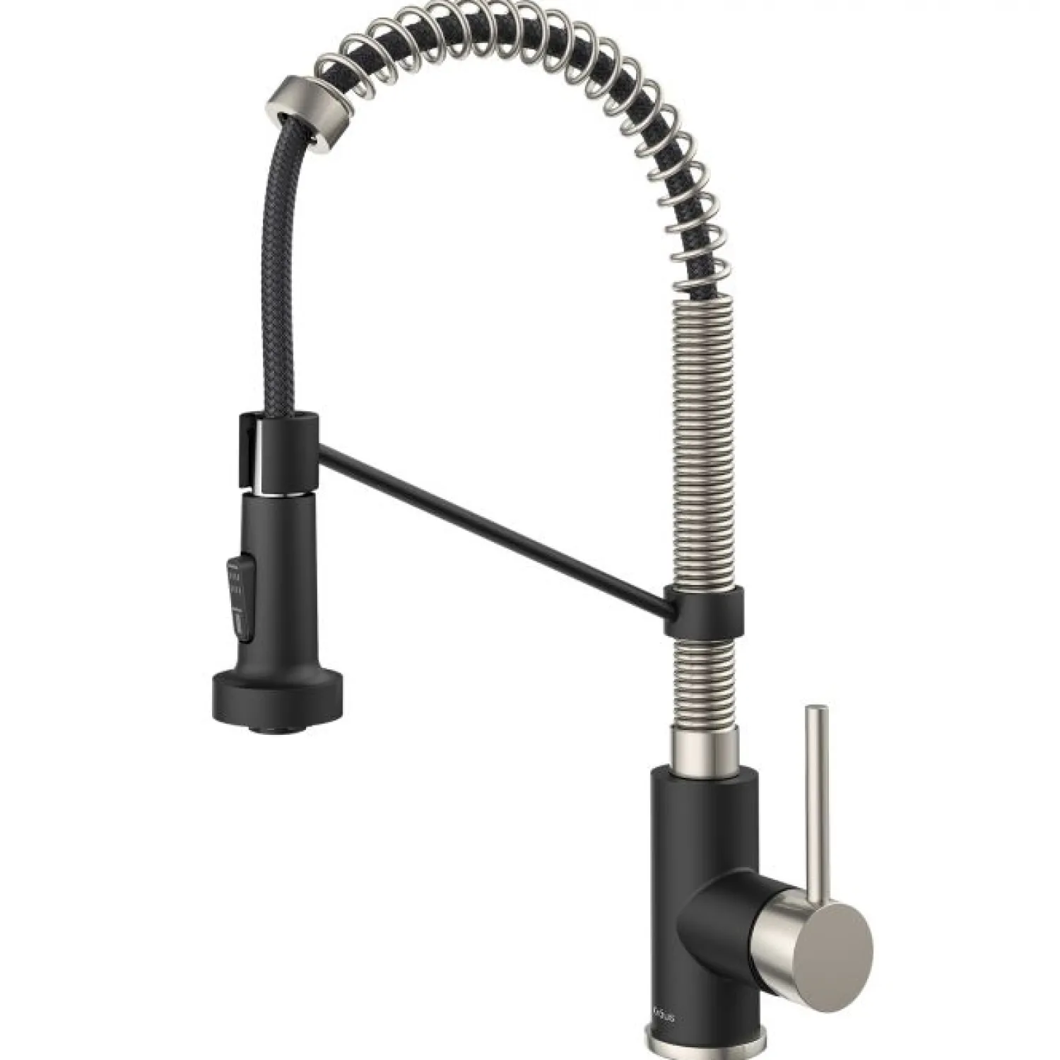 Best Bolden 18-Inch Commercial Kitchen Faucet with Pull-Down Sprayhead in Stainless Steel/Matte Black Single Hole