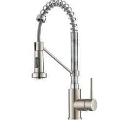 Online Bolden 18-Inch Commercial Kitchen Faucet with Pull-Down Sprayhead in Spot Free Stainless Steel/Chrome Single Hole