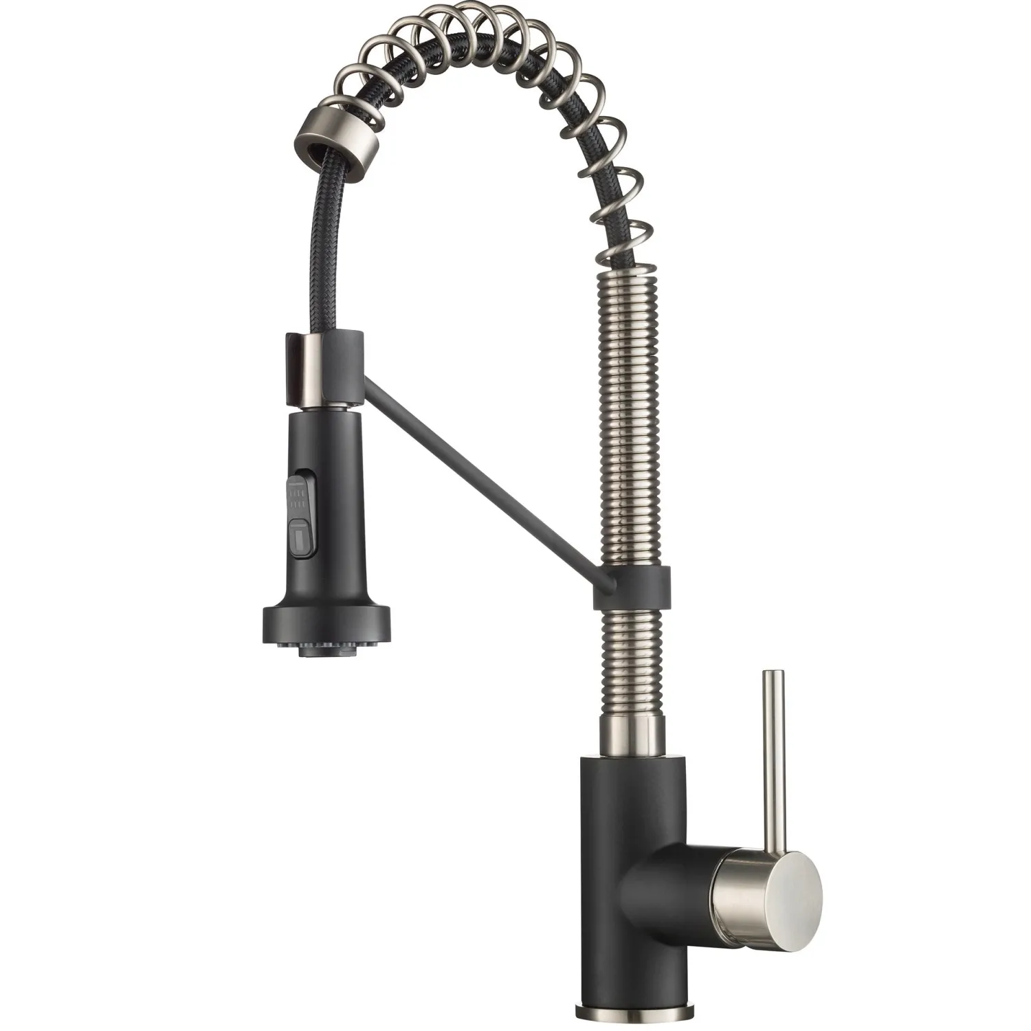 New Bolden 18-Inch Commercial Kitchen Faucet with Pull-Down Sprayhead in Spot Free Stainless Steel/Matte Black Single Hole