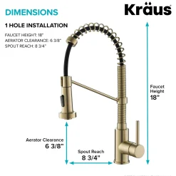 Discount Bolden 18-Inch Commercial Kitchen Faucet with Pull-Down Sprayhead in Brushed Gold Single Hole