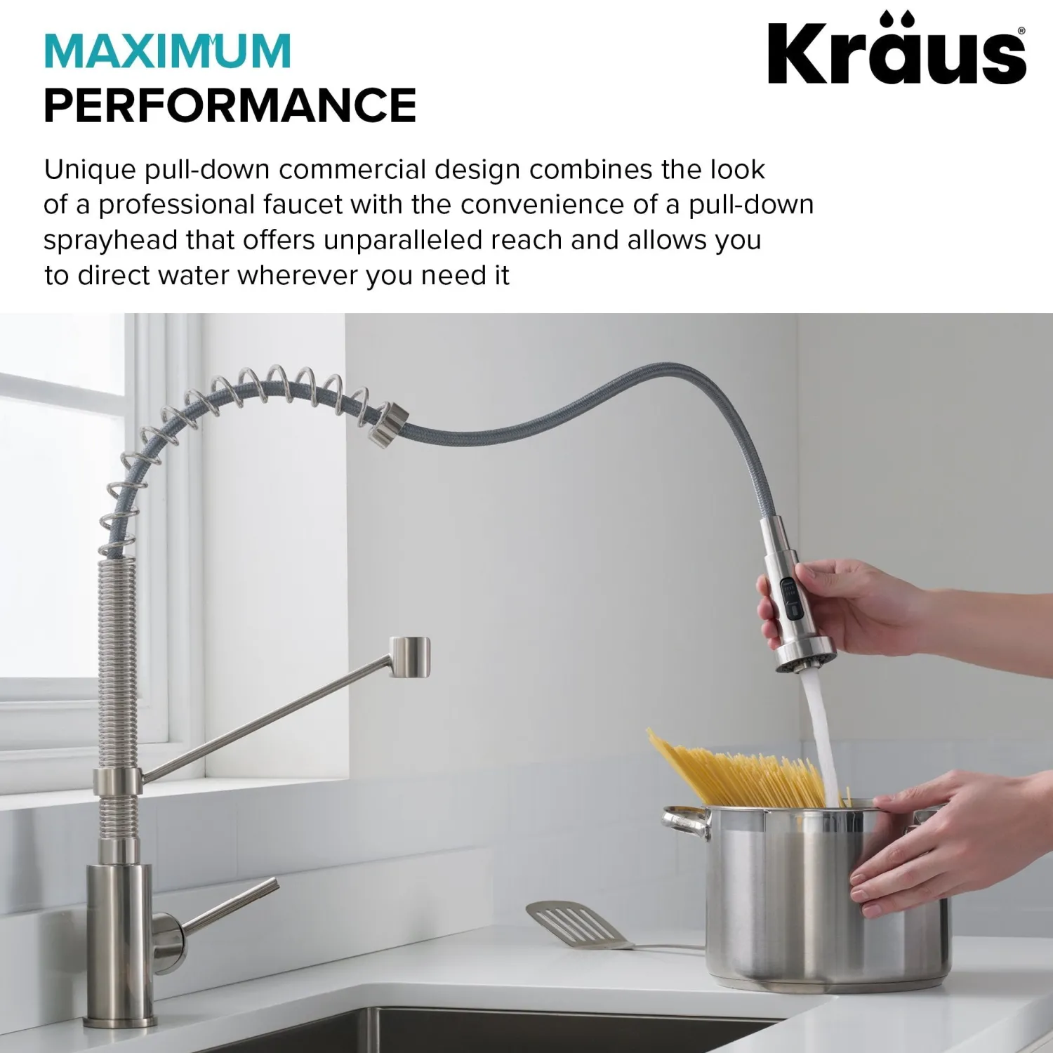 Discount Bolden 18-Inch Commercial Kitchen Faucet with Pull-Down Sprayhead in Brushed Gold Single Hole