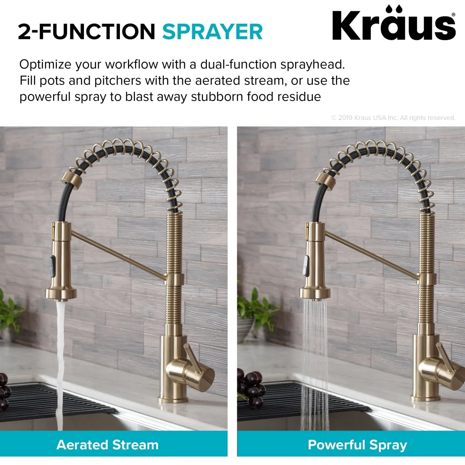 Discount Bolden 18-Inch Commercial Kitchen Faucet with Pull-Down Sprayhead in Brushed Gold Single Hole
