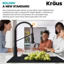 Clearance Bolden 18-Inch Commercial Kitchen Faucet with Soap Dispenser in Spot Free Stainless Steel Single Hole