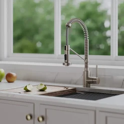 Online Bolden 18-Inch Commercial Kitchen Faucet with Pull-Down Sprayhead in Spot Free Stainless Single Hole