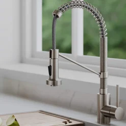 Online Bolden 18-Inch Commercial Kitchen Faucet with Pull-Down Sprayhead in Spot Free Stainless Single Hole