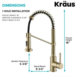 Outlet Bolden 18-Inch Commercial Kitchen Faucet with Pull-Down Sprayhead in Spot Free Antique Champagne Bronze Single Hole
