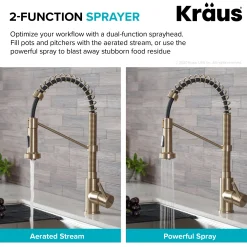 Outlet Bolden 18-Inch Commercial Kitchen Faucet with Pull-Down Sprayhead in Spot Free Antique Champagne Bronze Single Hole