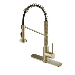 Outlet Bolden 18-Inch Commercial Kitchen Faucet with Pull-Down Sprayhead in Spot Free Antique Champagne Bronze Single Hole