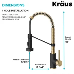 Bolden 18-Inch Commercial Kitchen Faucet with Pull-Down Sprayhead in Spot Free Antique Champagne Bronze/Matte Black Single Hole