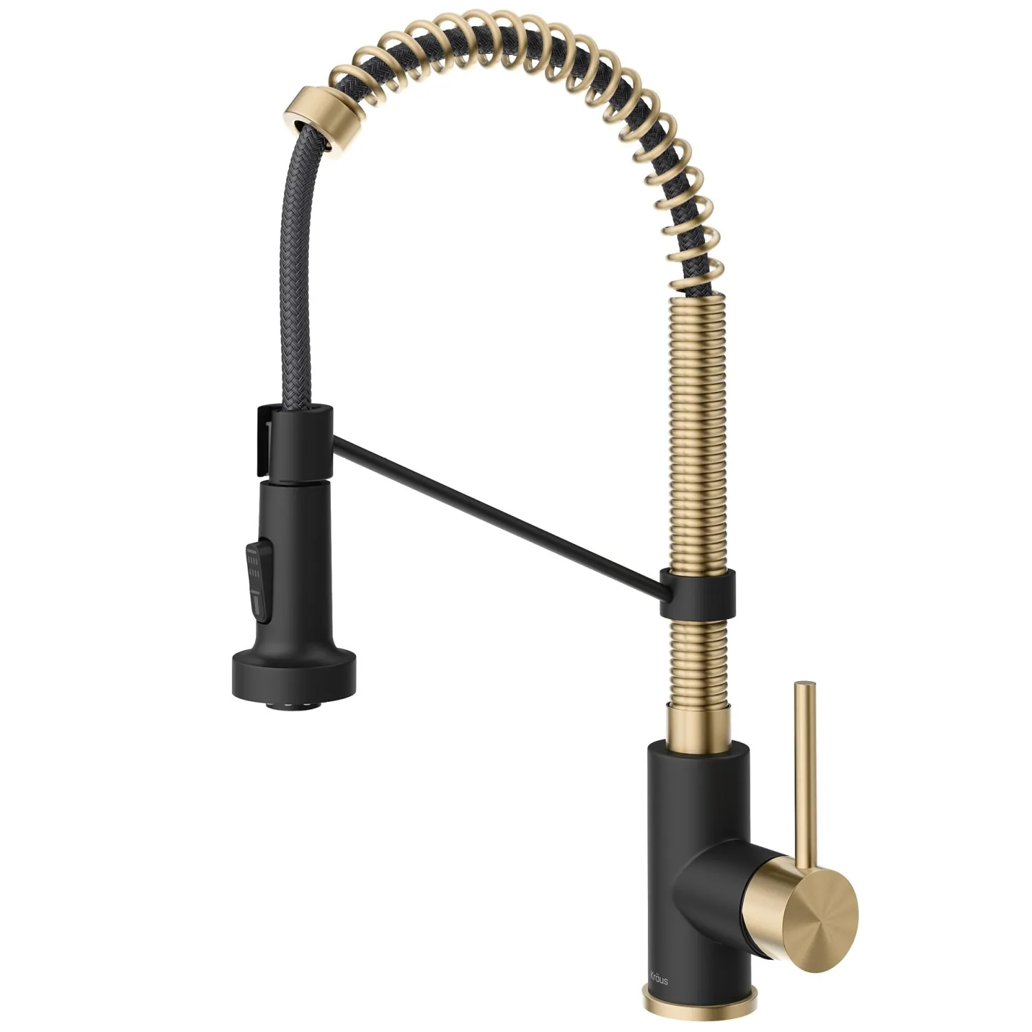 Bolden 18-Inch Commercial Kitchen Faucet with Pull-Down Sprayhead in Spot Free Antique Champagne Bronze/Matte Black Single Hole