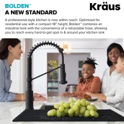 Sale Bolden 18-Inch Commercial Kitchen Faucet with Soap Dispenser in Matte Black Single Hole
