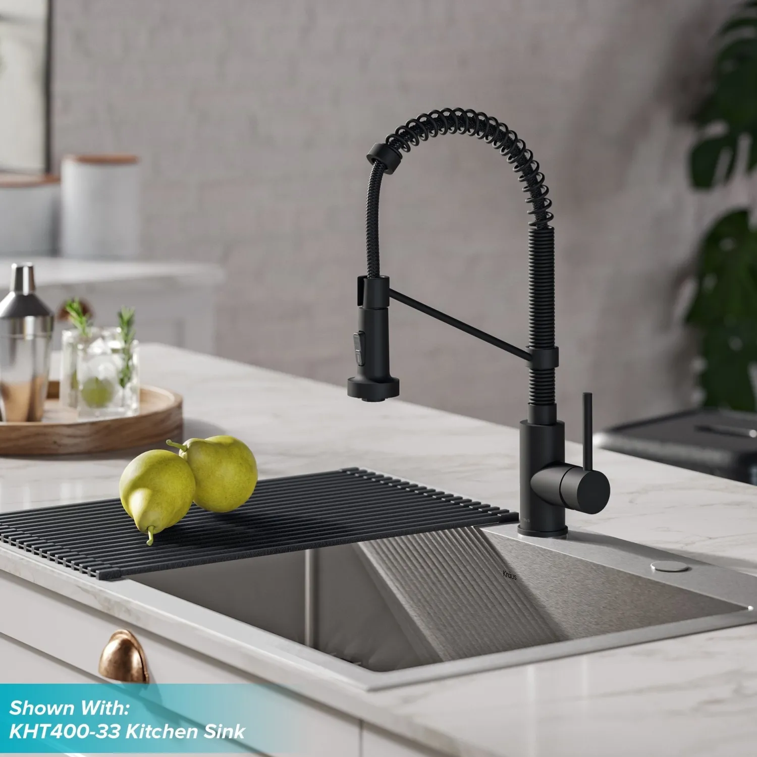 Sale Bolden 18-Inch Commercial Kitchen Faucet with Soap Dispenser in Matte Black Single Hole