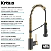 Clearance Bolden 18-Inch Commercial Kitchen Faucet with Pull-Down Sprayhead in Brushed Brass & Matte Black Single Hole