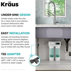 Discount Bolden 2-in-1 Pull-Down Single Handle Water Filter Kitchen Faucet in Matte Black with Purita 2-Stage Under-Sink Filtration System Single Hole|Water Filter Faucets