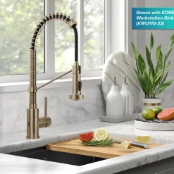 Bolden Touchless Pull-Down Single Handle Faucet in Spot Free Antique Champagne Bronze Touchless, Sensor And Tap Activated Kitchen Faucets|Single Hole