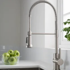 Outlet Britt Commercial Style Kitchen Faucet in All-Brite Spot Free Stainless Steel Single Hole