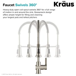 Outlet Britt Commercial Style Kitchen Faucet in All-Brite Spot Free Stainless Steel Single Hole