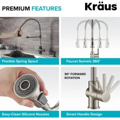 Sale Britt Commercial Style Kitchen Faucet in Matte Black/Brushed Gold Single Hole