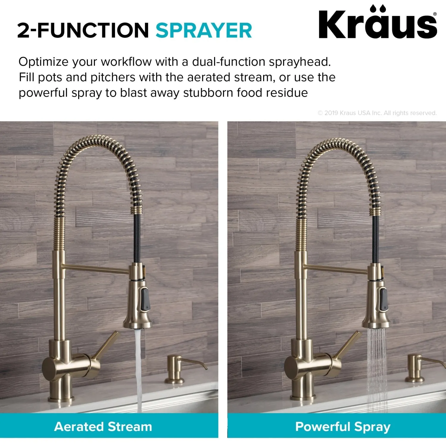 Online Britt Commercial Style Kitchen Faucet in Brushed Gold Single Hole