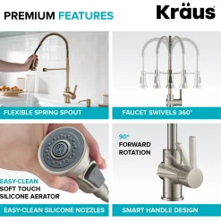 Britt Commercial Style Kitchen Faucet in Spot Free Antique Champagne Bronze Single Hole