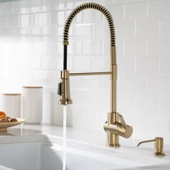 Britt Commercial Style Kitchen Faucet in Spot Free Antique Champagne Bronze Single Hole