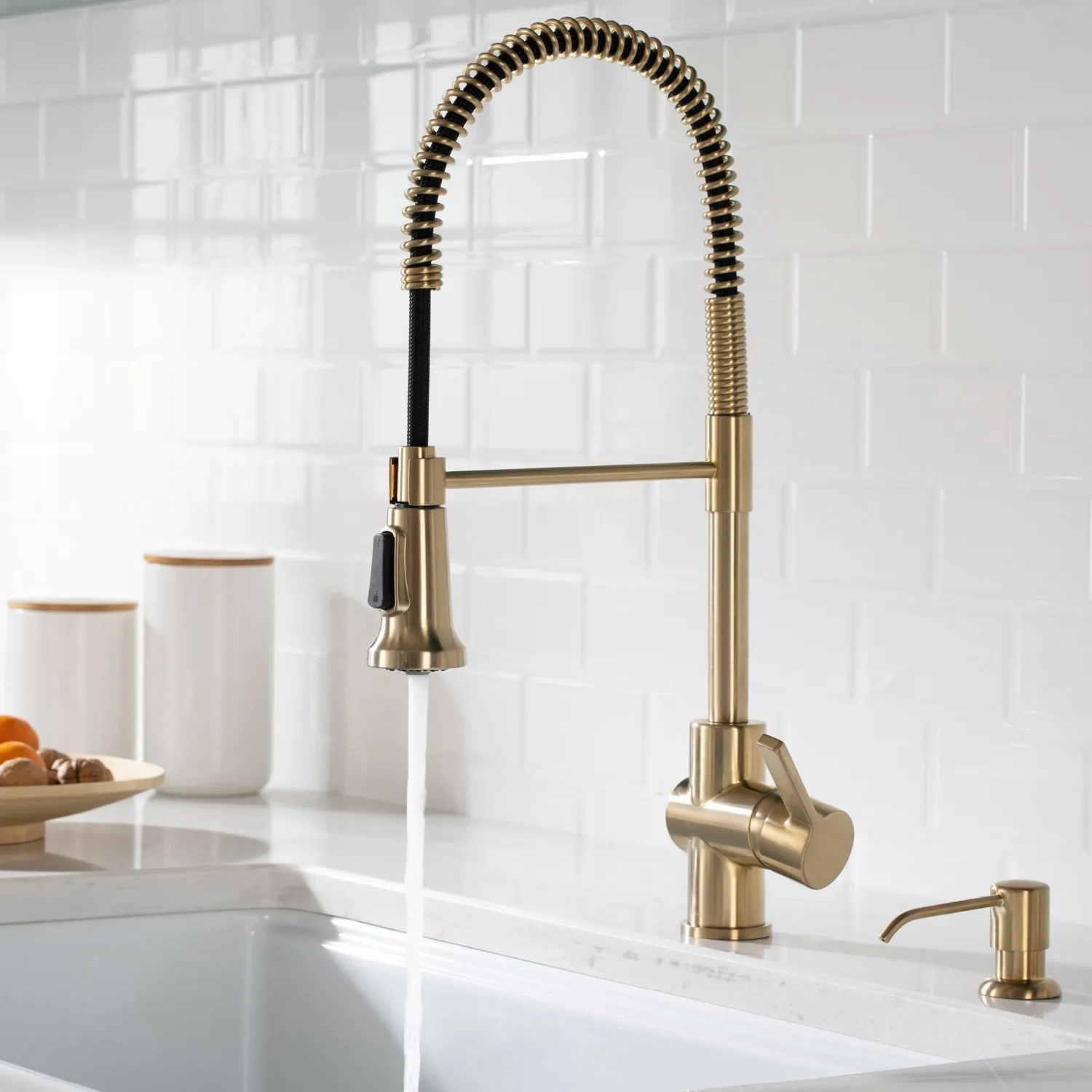 Britt Commercial Style Kitchen Faucet in Spot Free Antique Champagne Bronze Single Hole