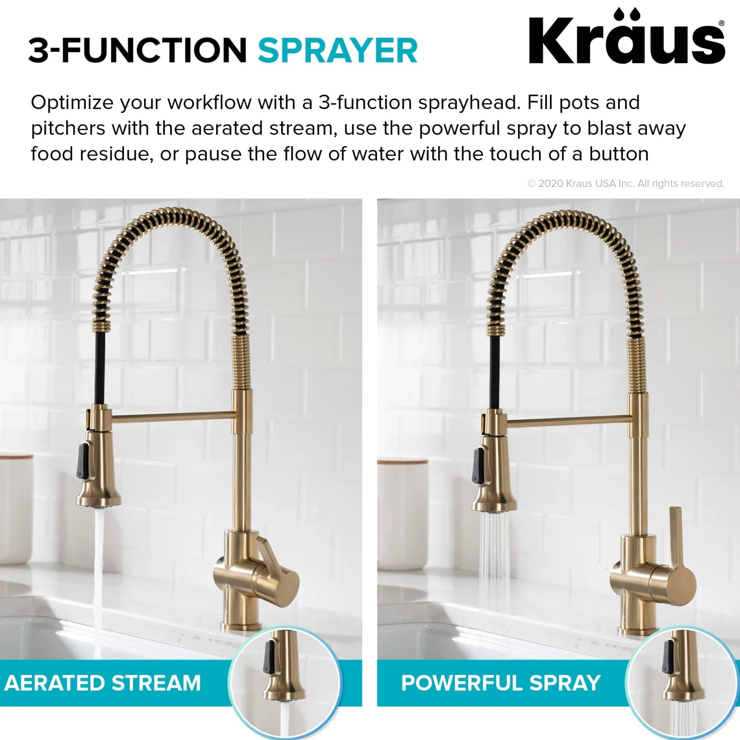 Britt Commercial Style Kitchen Faucet in Spot Free Antique Champagne Bronze Single Hole