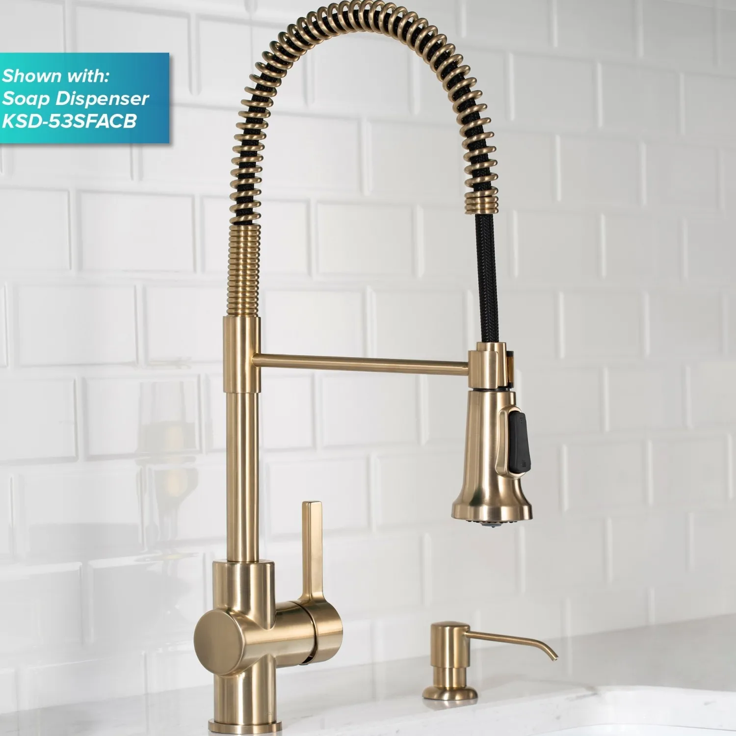 Britt Commercial Style Kitchen Faucet in Spot Free Antique Champagne Bronze Single Hole
