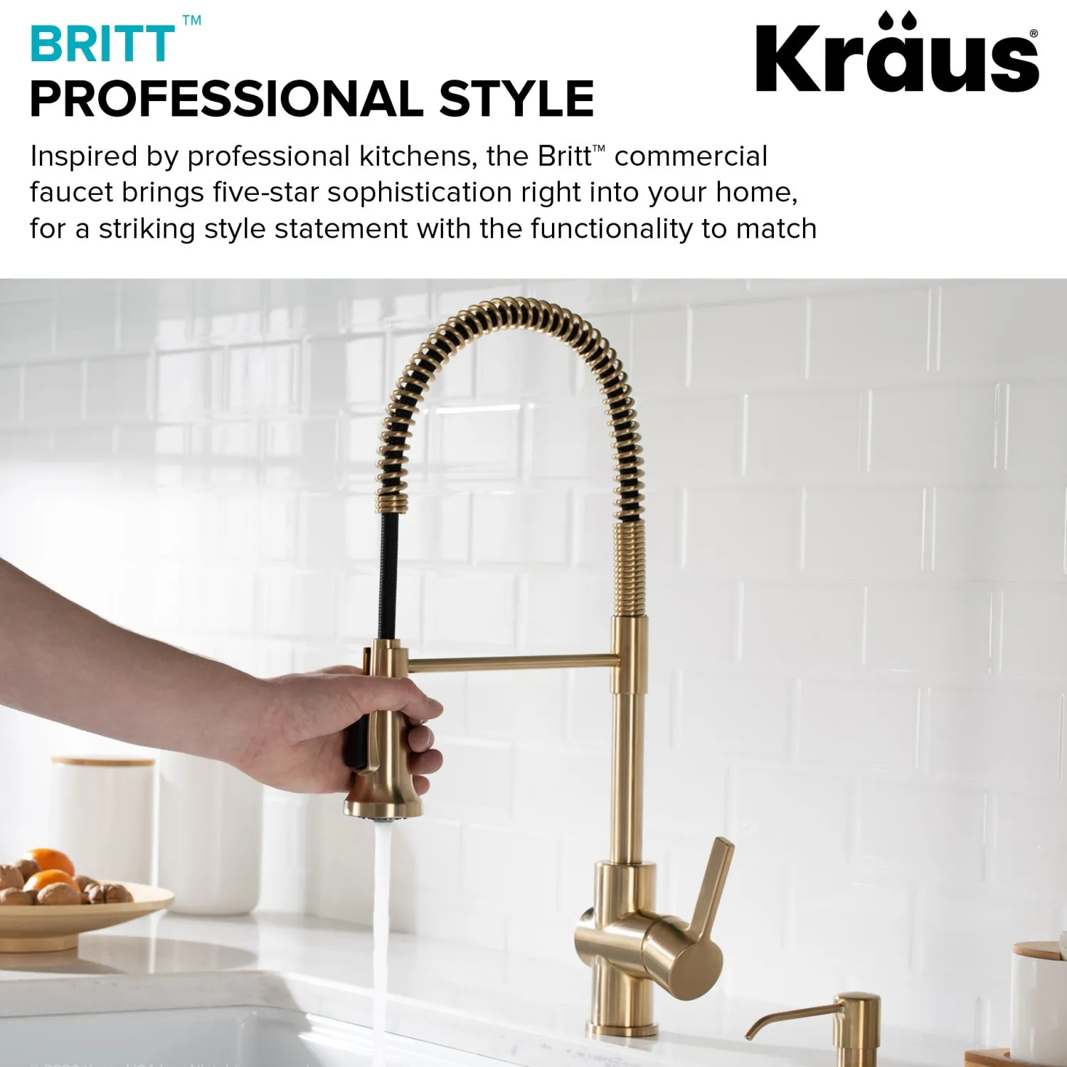 Britt Commercial Style Kitchen Faucet in Spot Free Antique Champagne Bronze Single Hole