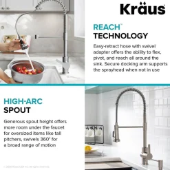 Online Britt Commercial Style Pull-Down Single Handle Kitchen Faucet in Matte Black & Spot Free Black Stainless Steel Single Hole