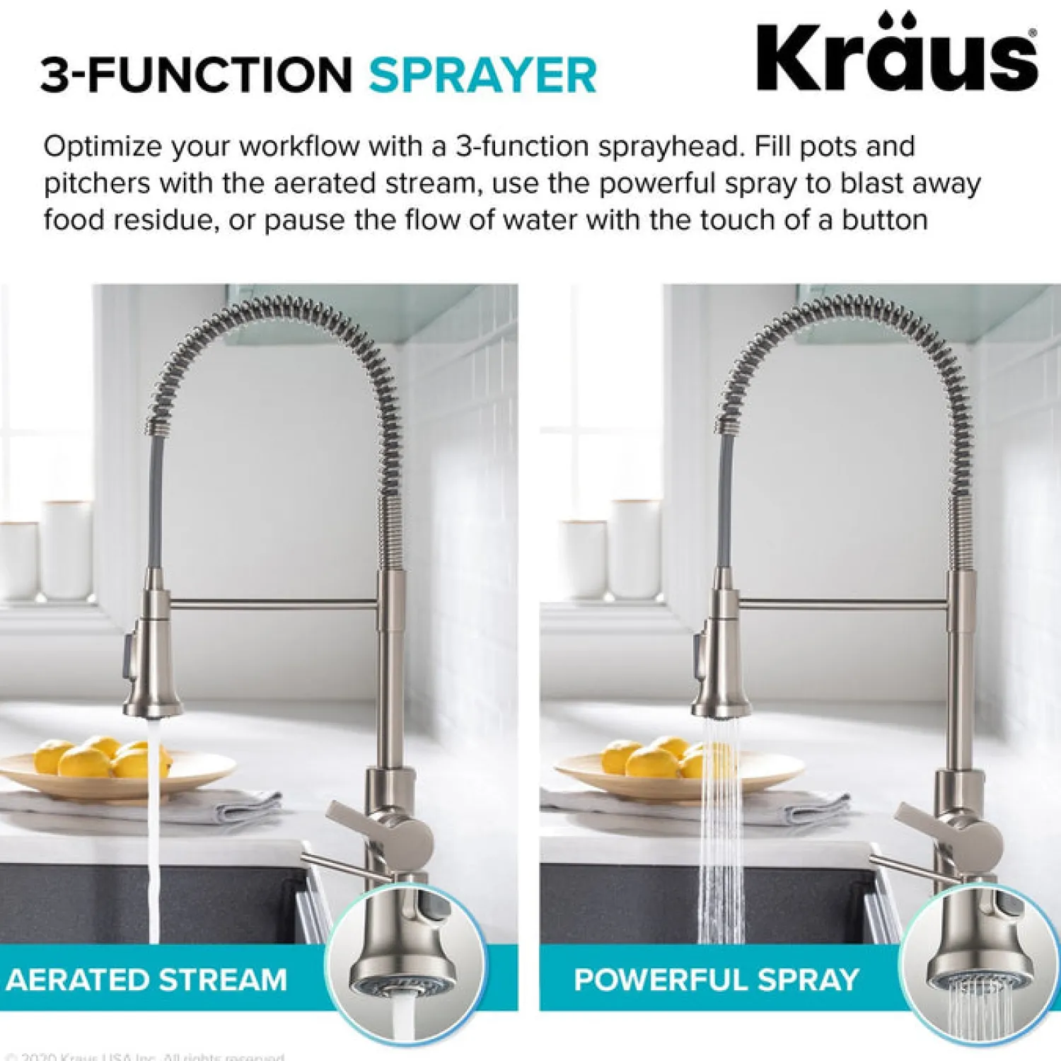 Britt Commercial Style Pull-Down Single Handle Kitchen Faucet in Spot-Free Stainless Steel and Matte Black Single Hole