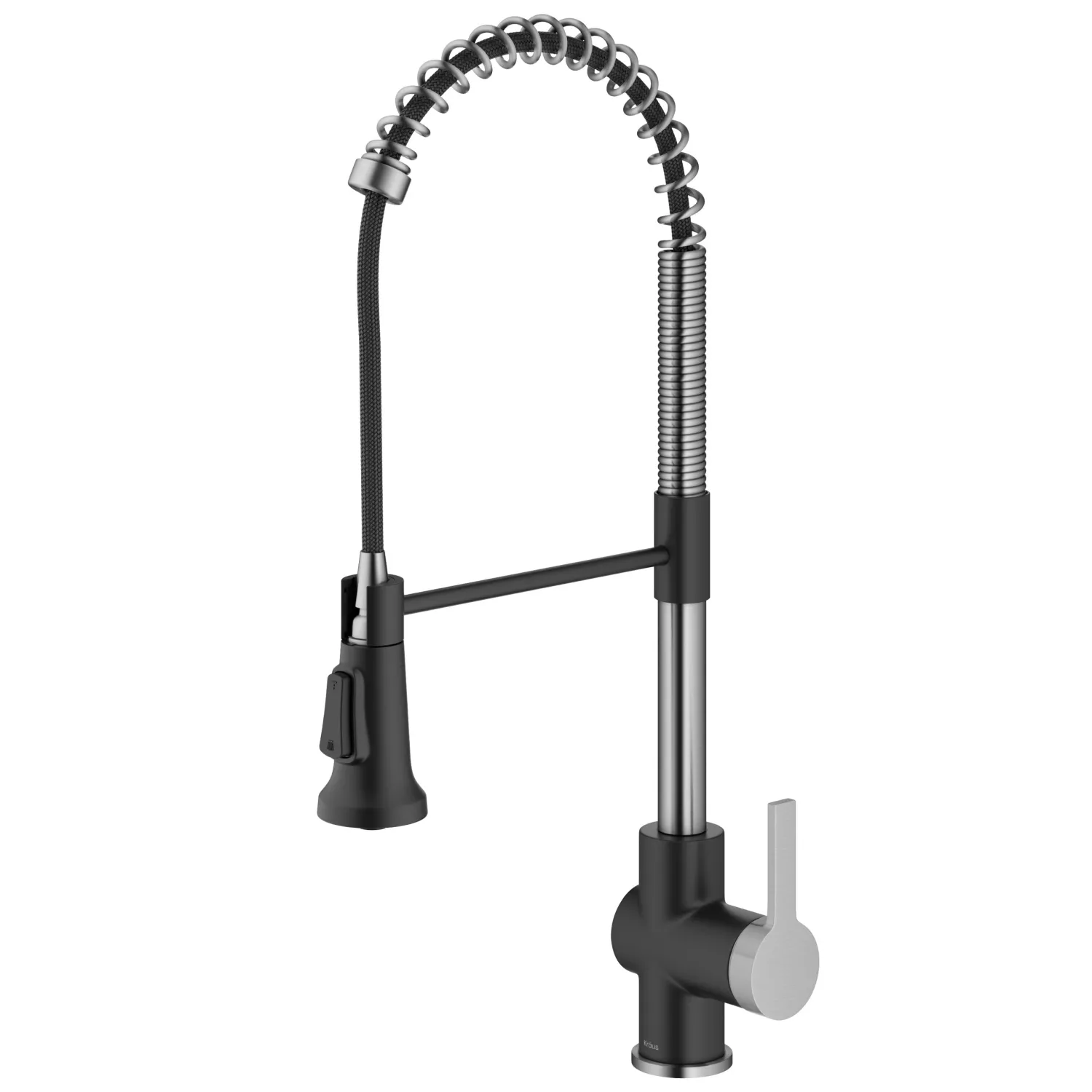 Britt Commercial Style Pull-Down Single Handle Kitchen Faucet in Spot-Free Stainless Steel and Matte Black Single Hole