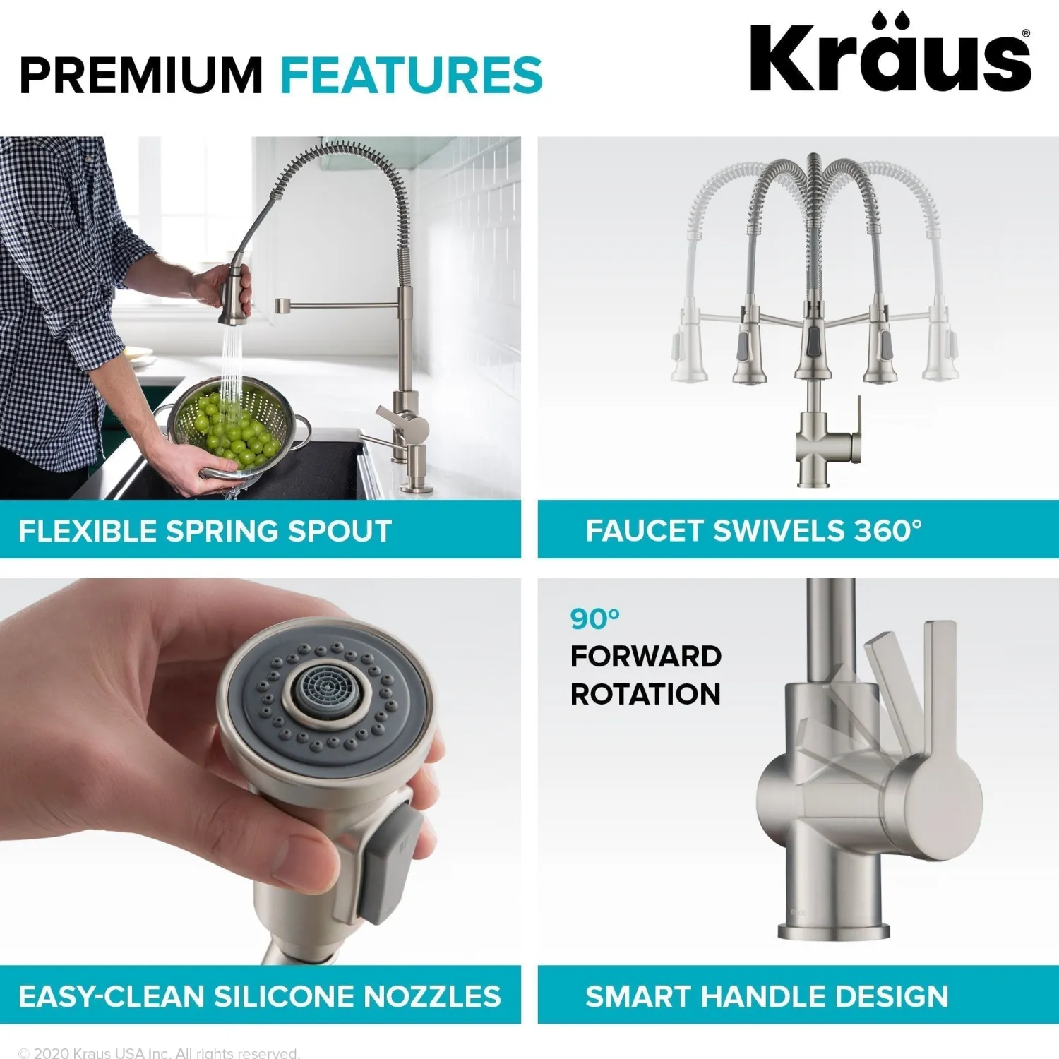 Britt Commercial Style Pull-Down Single Handle Kitchen Faucet in Spot-Free Stainless Steel and Matte Black Single Hole