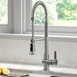 Britt Commercial Style Kitchen Faucet with Integrated Water Filter Spout in Spot Free Stainless Steel Water Filter Faucets
